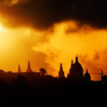 Sun sets over the Palau Nacional