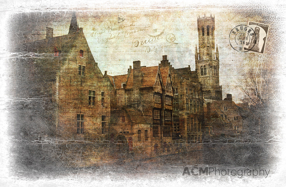 Bruges, Belgium - Forgotten Postcard Digital Art Photography Collage