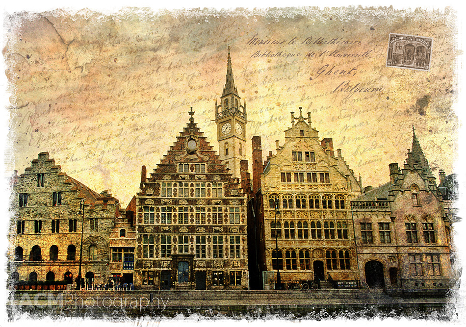 Ghent, Belgium - Forgotten Postcard Digital Art Photography Collage