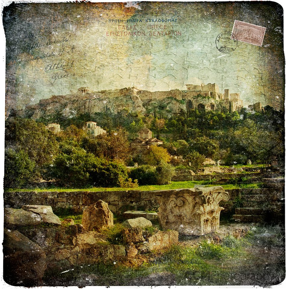 Acropolis, Athens, Greece - Forgotten Postcard Digital Art Collage